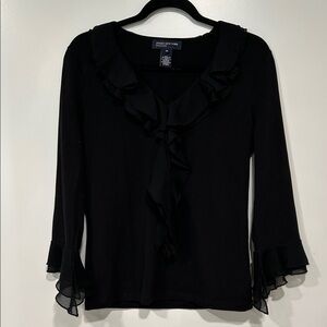 Like new - JONES NEW YORK Black Ruffled Blouse
